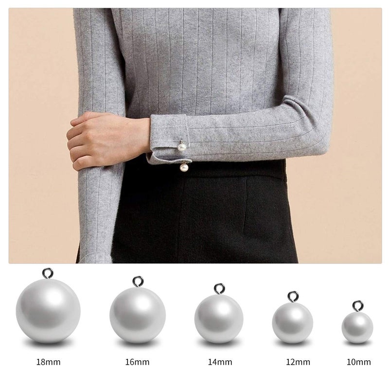 iKammo Bridal Buttons 20pcs Full Round Pearl (White) (12mm) - Image 5